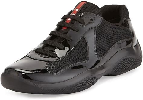 prada trainers black patent|prada patent leather sneakers.